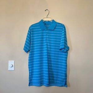 Blue Striped Adidas Medium Golf Polo